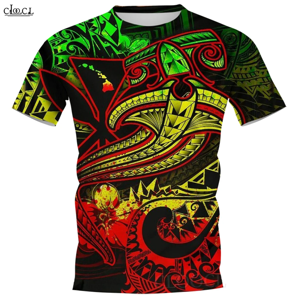 

CLOOCL Men T-shirt Reggae Shark Polynesian Tattoo 3D Pattern Women Shirt Unisex Short Sleeve Fashion Casual Streetwear Tops