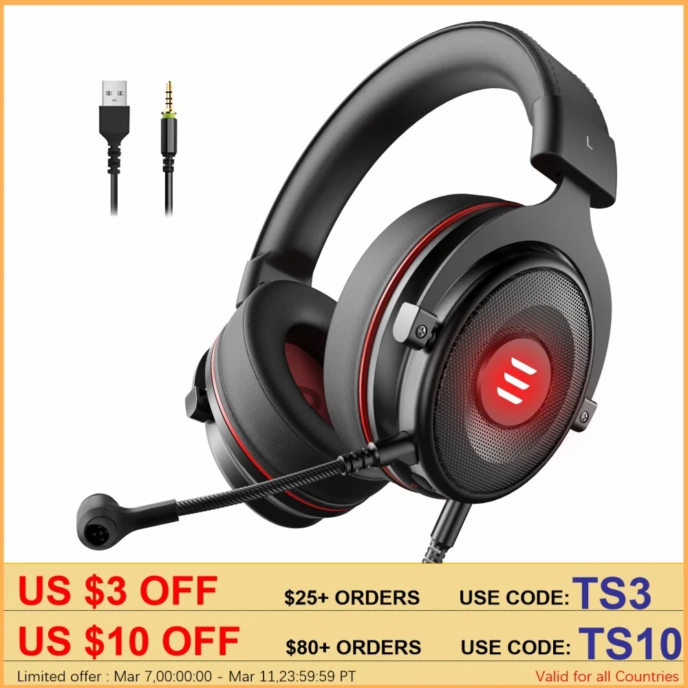 

New EKSA Gaming Headset Gamer E900/E900 Pro 7.1 Surround Wired Gaming Headphones with Microphone For PC/PS4/PS5/Xbox one/Switch