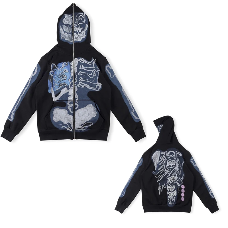 

Толстовка с капюшоном для мужчин и женщин, худи на молнии, с принтом кактуса, Джека, граффити, скелета, кактус, на осень-зиму