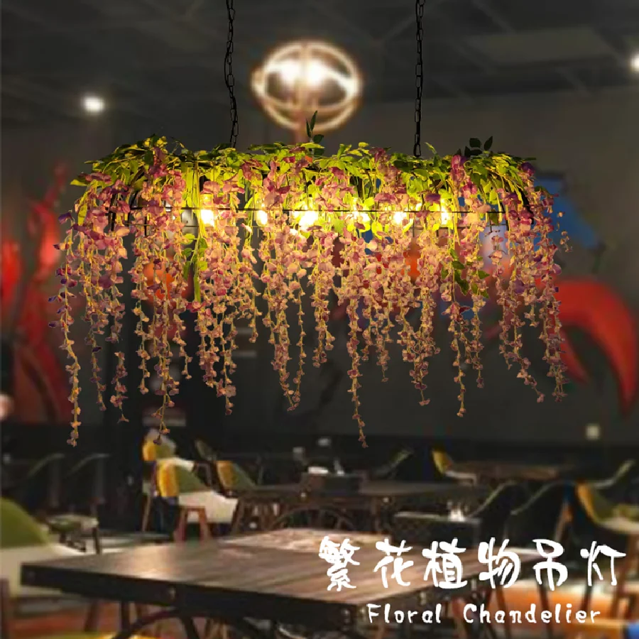 

Имитация цветов, банкетная Люстра для прихожей, бара, подвесной светильник с зелеными растениями для магазина одежды, кафе, окна