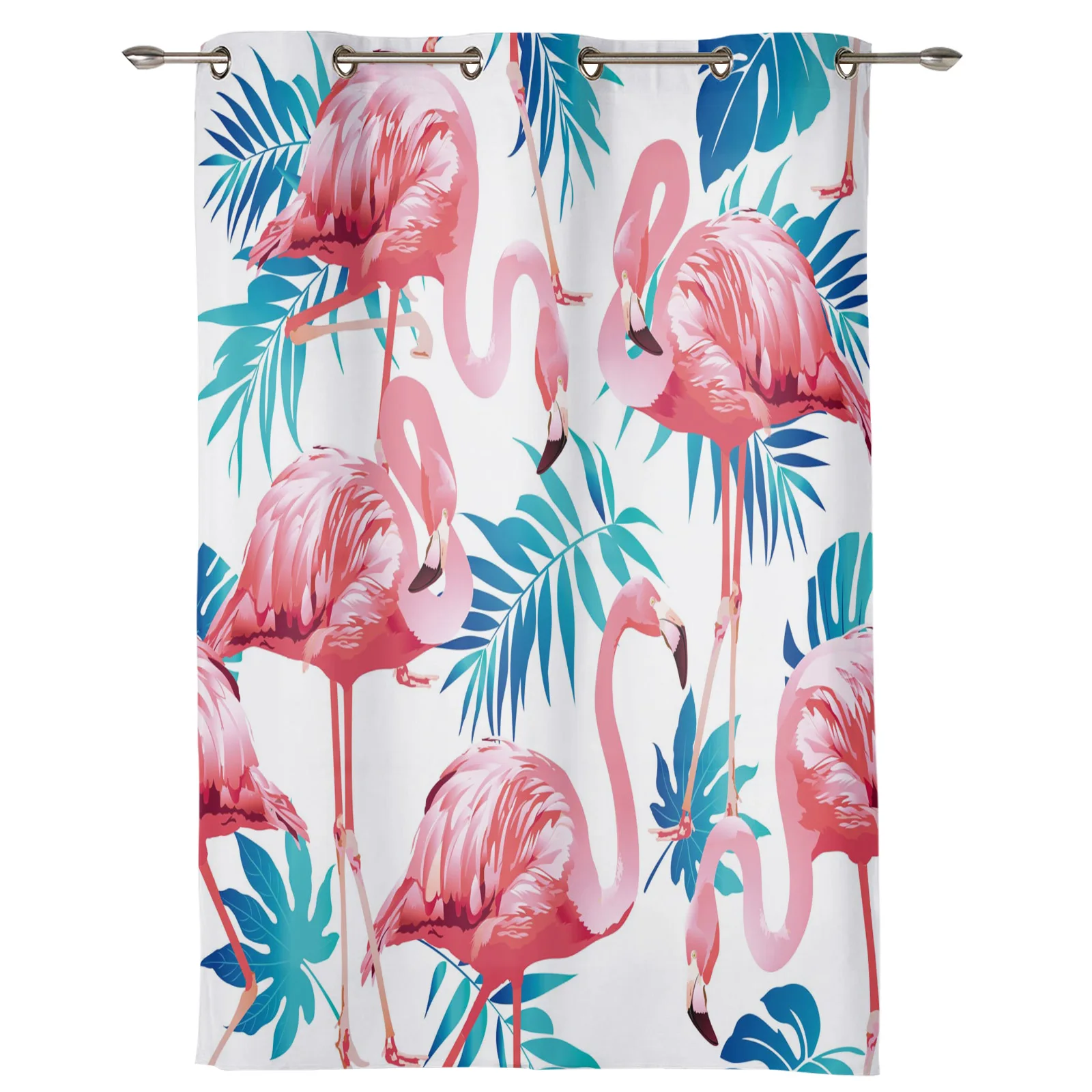 Занавески для спальни и кухни декоративные шторы на окна с розовыми фламинго