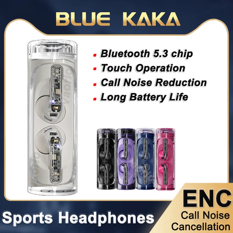 

ENC Bluetooth 5.3 HIFI Bass Wireless Headphones Waterproof Sports Headset Noise Canceling Touch Earphone PK Nothing Ear (stick）