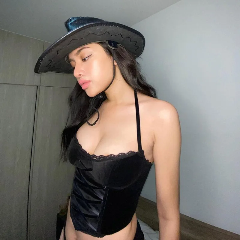 

Artsu женская готическая кружевная отделка черная камзол винтажная Базовая майка на тонких бретелях Сексуальный Топ сексуальный корсет без с...