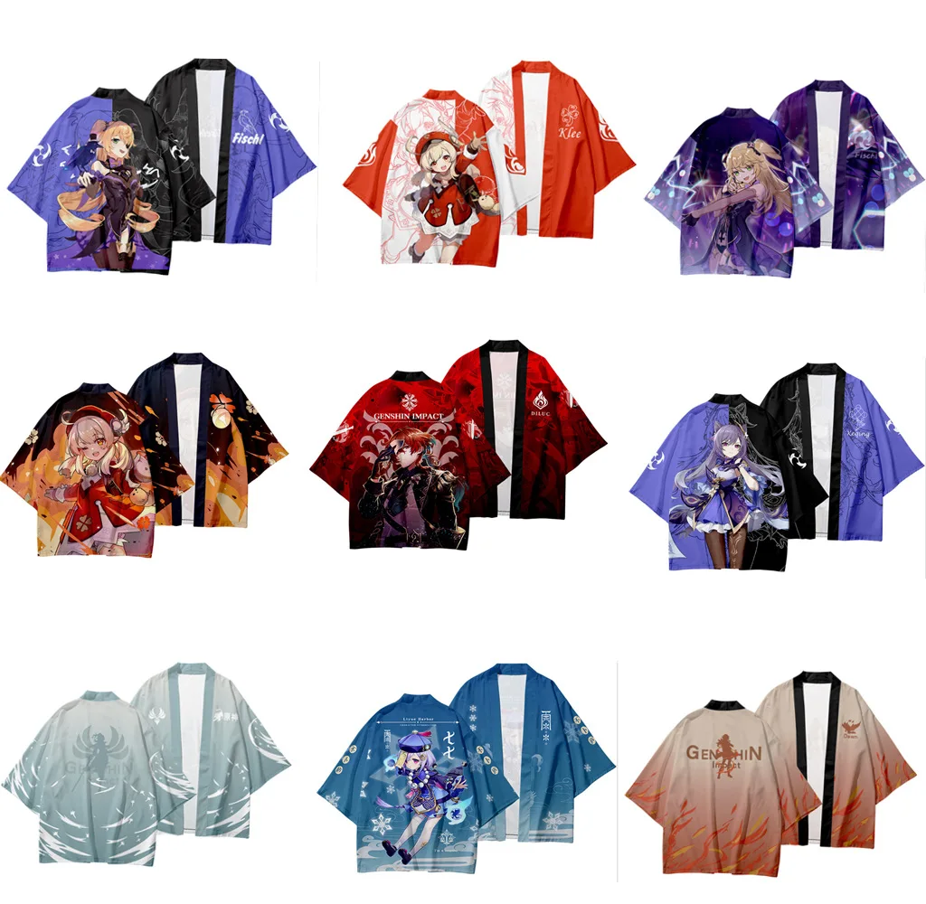 

Summer Fashion Short Sleeve Kimono Shirts For Men Women Japanese Anime Printed Haori Yukata Harajuku Samurai Cosplay Streetwear