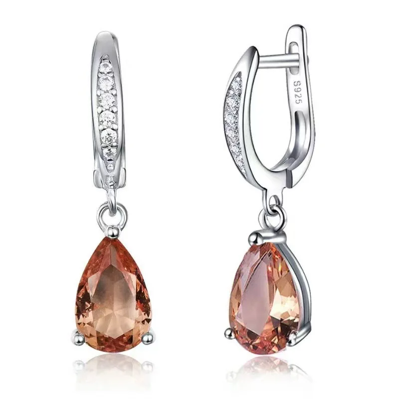 Boucles d'oreilles en forme de goutte d'eau pour femmes, en argent Sterling 925, 5 couleurs, pierres précieuses, bijoux de luxe, cadeau de fiançailles ou de mariage
