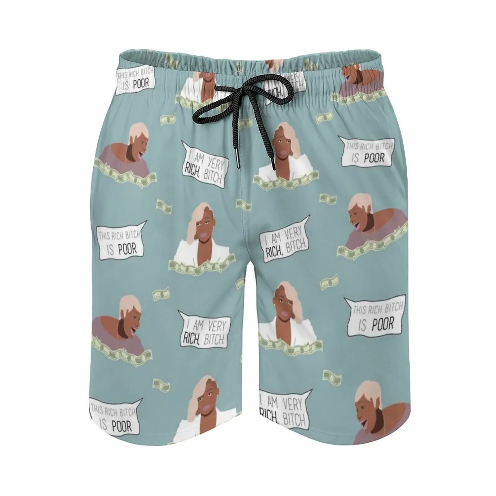 

Leakes : Rich Poor Pattern Men's Beach Shorts Swim Trunks With Pockets Mesh Lining Surfing Leakes Leakes Blue Rhoa Real