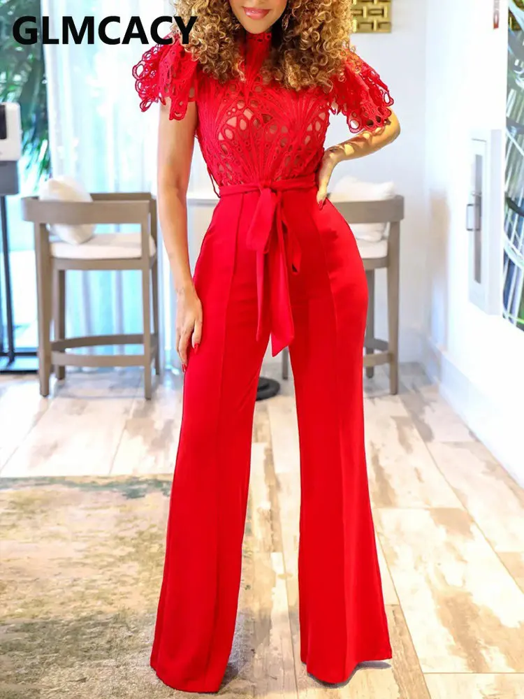 

Женский кружевной комбинезон с коротким рукавом