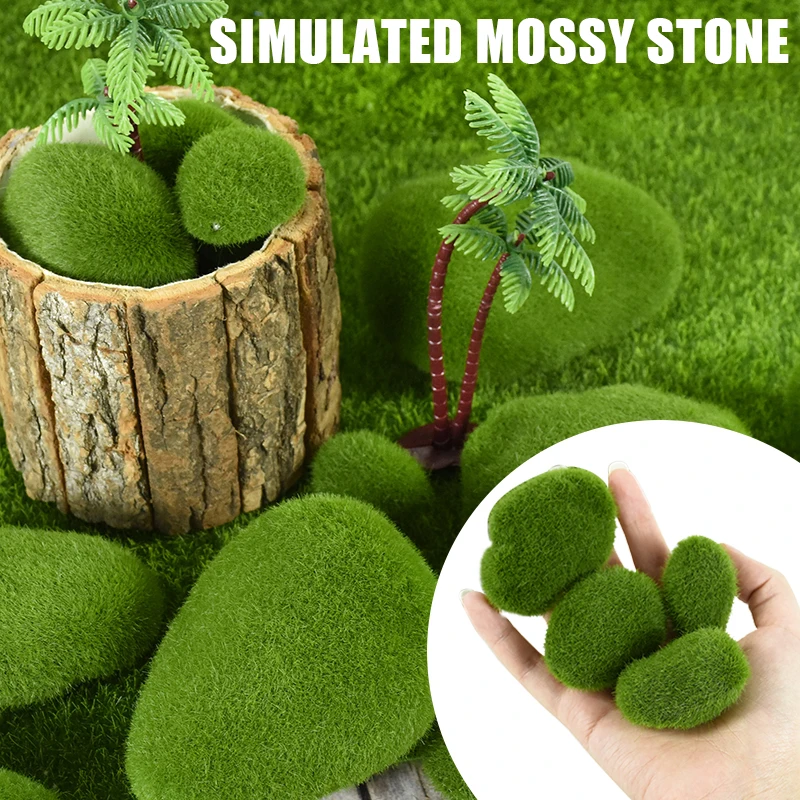 

10Pcs Artificial Moss Rocks Ball Fake Green Plant for Home Garden Flower Pot Decoration Micro Landscape DIY Crafts Garden Decor