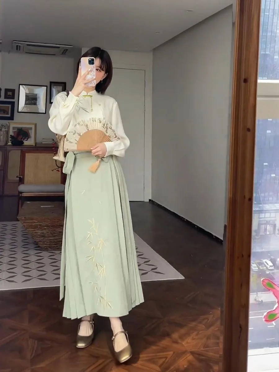 Модная женская юбка Hanfu с изображением лошади династии Мин Женский костюм