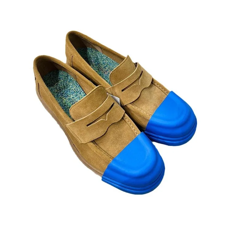 Кожаные матовые цветные закрывающие нишевые туфли дерби женские в стиле ретро Le