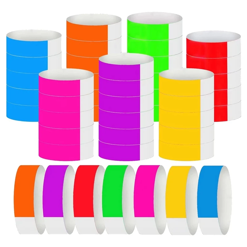 

Activity Wristband 700 Count Paper Wristband Neon 7 Colors Durable Waterproof Adjustable Event Recognition Wristband