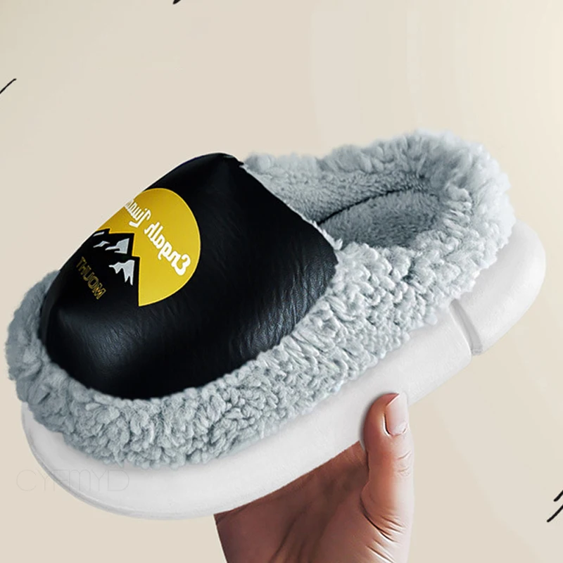 Women Indoor Slippers with Fur Fashion Platform Slippers Warm Plush Home Slippers Soft Waterproof Female House Slipper Unisex