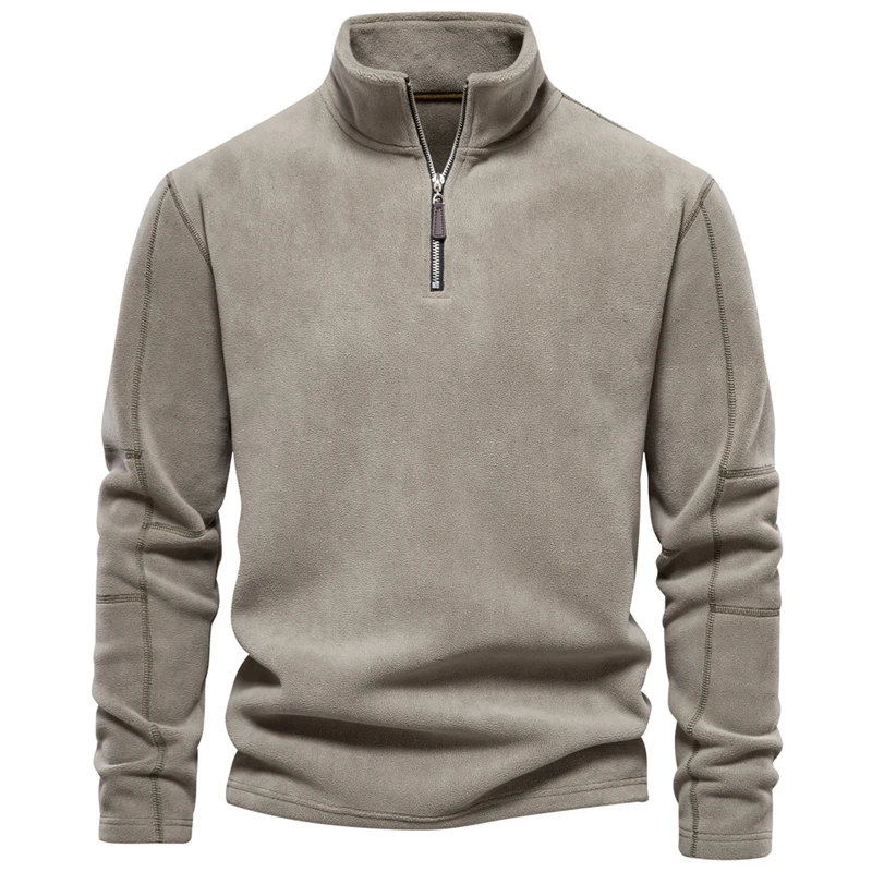 

Мужские деловые рубашки из овечьей шерсти 2023, зимние однотонные пуховые свитшоты с воротником-стойкой, Мужской пуловер, плотные толстовки с длинным рукавом