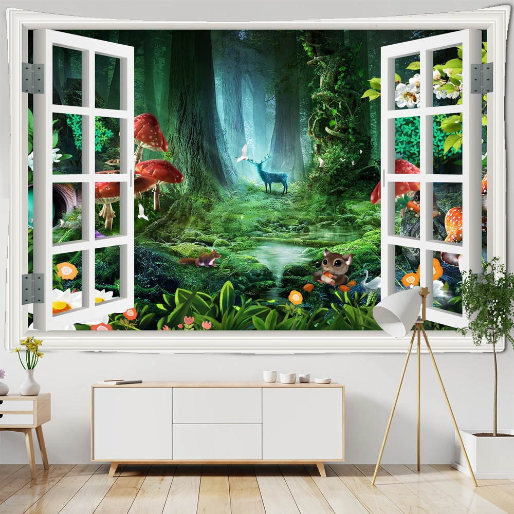 Искусственное окно искусственный гобелен настенный подвесной дешевый хиппи