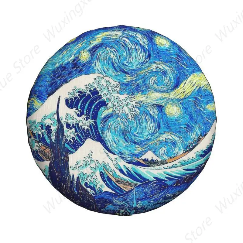 Чехол на запасное колесо The Great Wave Kanagawa Starry Night для Mitsubishi Pajero 4WD 4x4 защита колеса