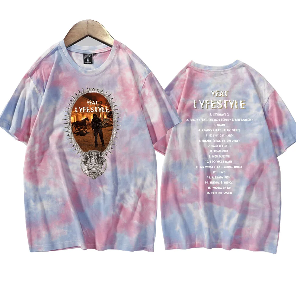 Yeat Lyfestyle Tour Tie Dye Shirts Man Woman Round Neck Short Sleeve T-shirt Fans Gift Tops