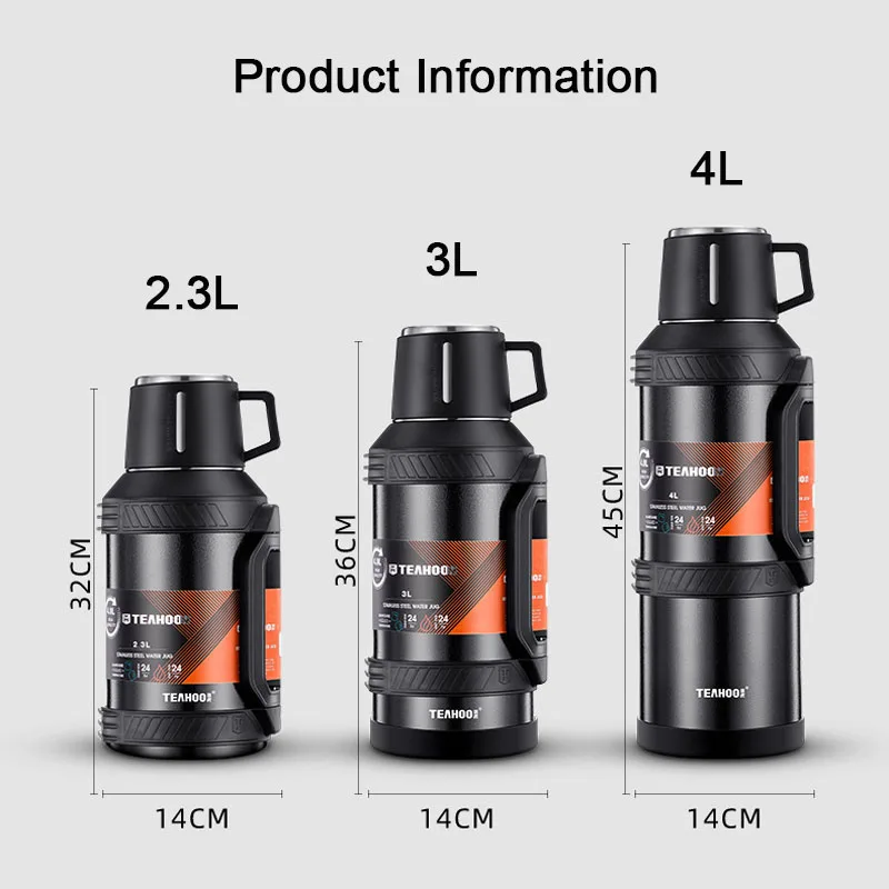 

Outdoor Sport Thermos Water Bottle 48 Hours Keep Warm/Cold Thermal Insulation Pot 2.3/3L Traveling Car Insulated Cup Best Gift
