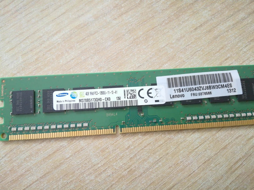 

RAM 4GB 1Rx8 PC3-12800U-11-12-A1 Desktop Memory Bar M378B5173QHO-CKO
