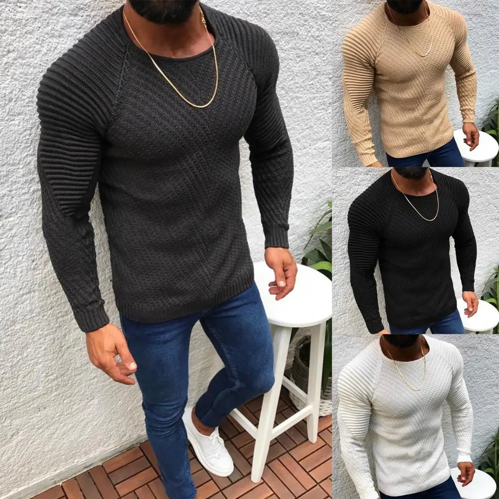 

Fabulous Autumn Sweater Striped Soft Great Stitching Winter Sweater Anti-pilling Men Sweater for Dating