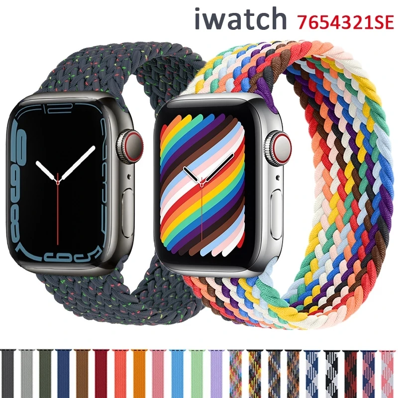 

Braided Solo Loop For Apple Watch Band Se 76543 41mm 45mm 40mm 44mm Elastic Bracelet Strap on Smart Series 38mm 42mm Accessories