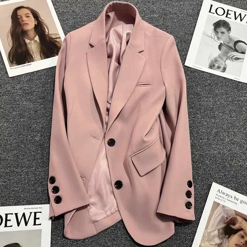

Pink Casual Blazers Mujer Spring Autumn Fashion Woman Blazer 2022 New Collection Chic And Elegant Jacket Long Sleeve Coats 블레이저