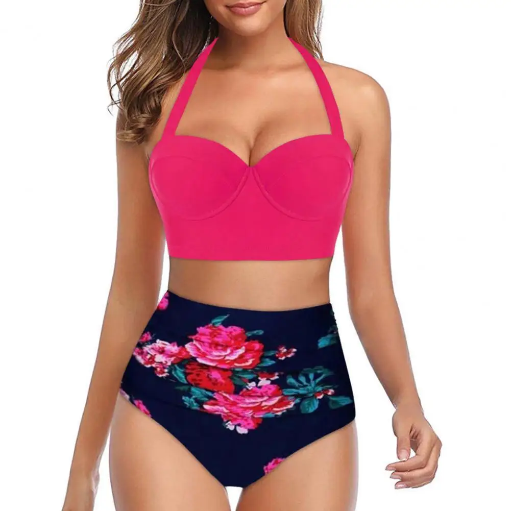 

2Pcs/Set Split Swimsuit Women Bikinis Set Summer Padded Bras High Waist Briefs Swimwear Women Bathing Suit купальник женский