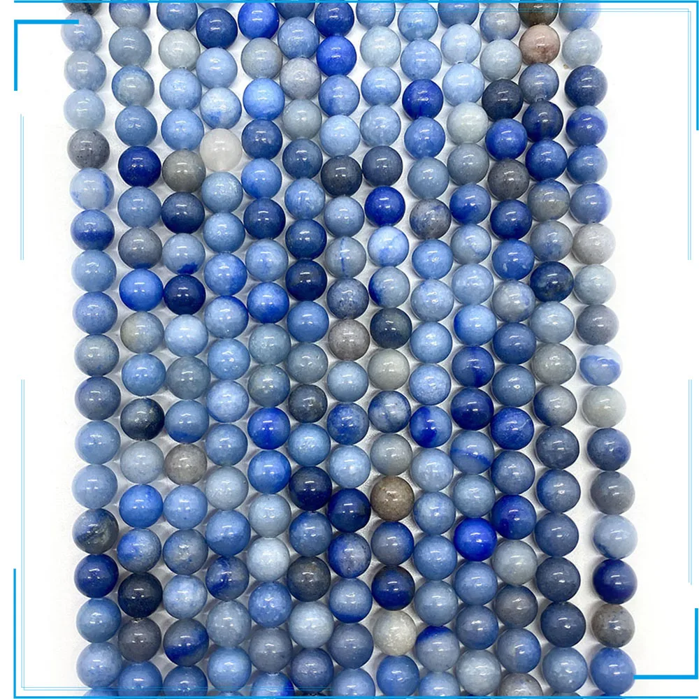 

Smooth Natural Stone Beads Blue Dongling Quartz Agate Round Loose Beads Jewelry Making Needle Thread DIY Bracelet Accessories