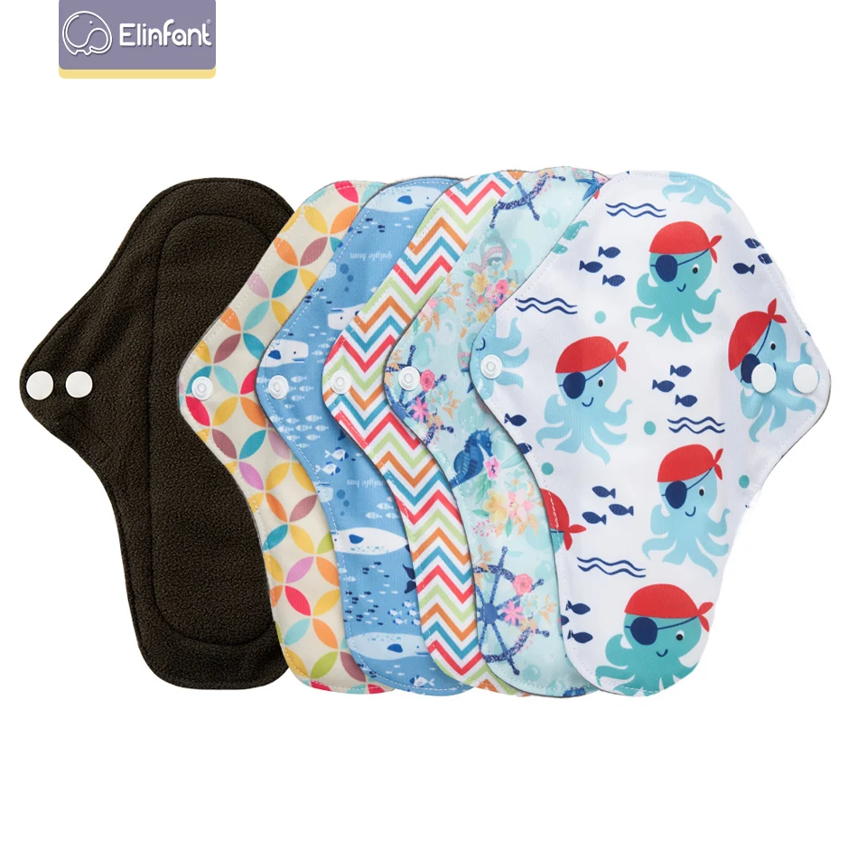 

Elinfant M Random Color 5pcs/set Absorbent Microfiber Bamboo Charcoal Menstrual Pads Waterproof Washable Reusable Sanitary Pads