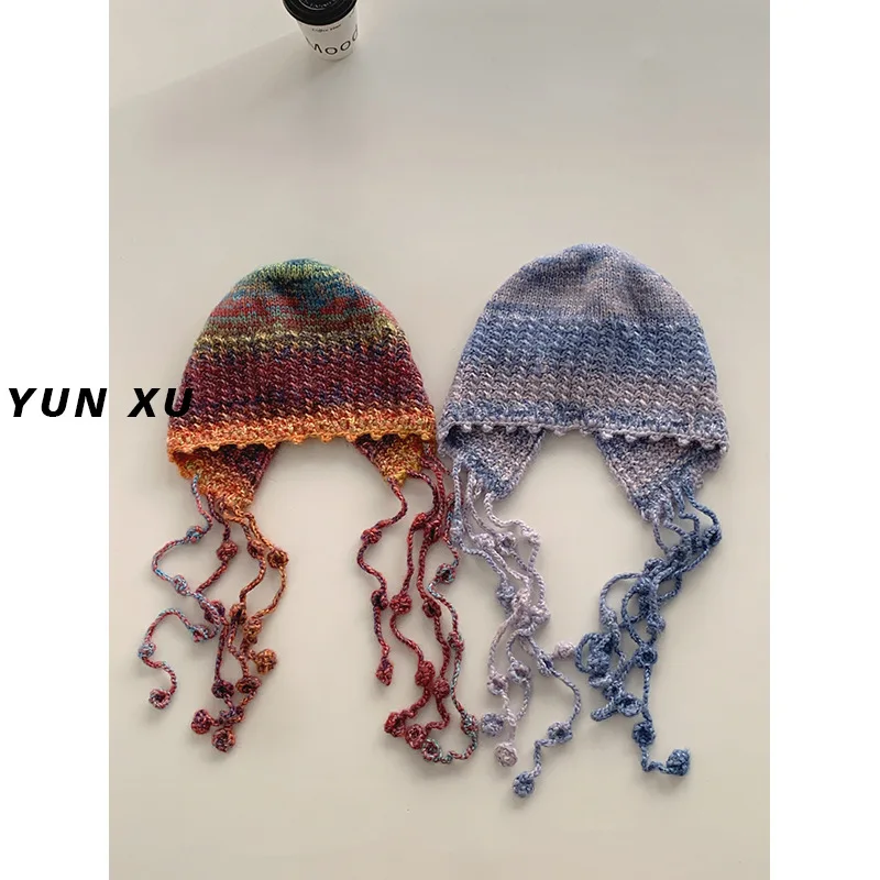 Женский Шерстяной Пуловер Ручной Работы С Бахромой Контрастная Вязаная Теплая