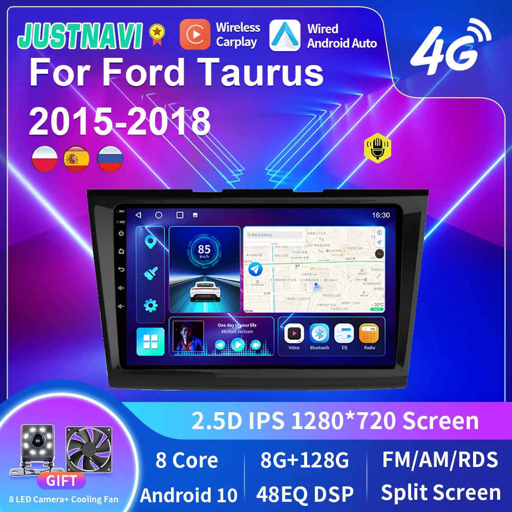 

JUSTNAVI Car Stereo Radio For Ford Taurus 2015-2018 GPS DSP Carplay IPS Multimedia Player Video Android10 Stereo Auto No 2 din