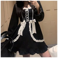 vintage designer mini dress japanese lolita gothic dress girl patchwork japan style kawaii clothes fall dresses for women 2021