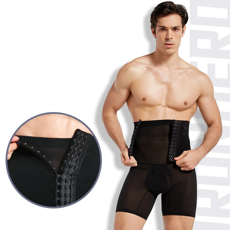 Men's Body Shaper Pants High Waist Abdomen Corset Waist Lift Beer Belly Three-Breasted Breathable Body Pants Large Size Panties