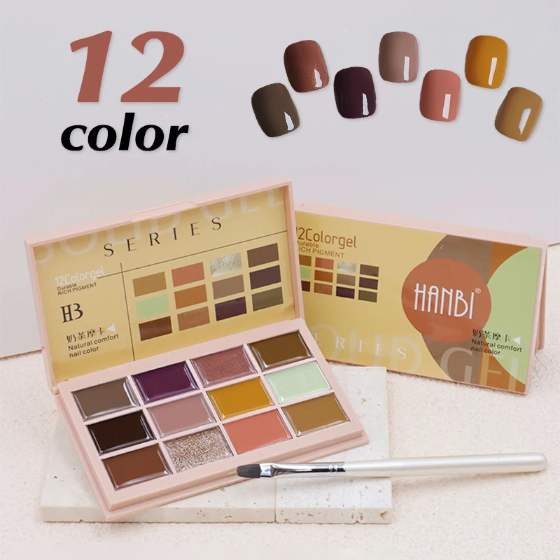 

Палетка однотонных гель-лаков для ногтей, 12 цветов