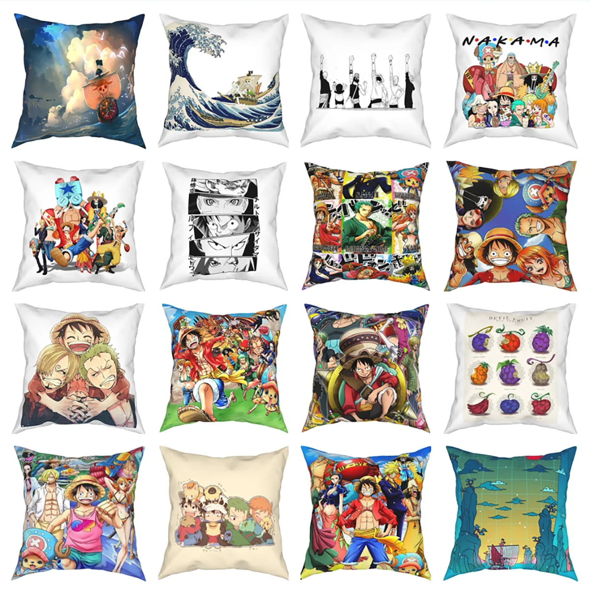 

Japan Anime Manga Pillow Covers Home Luffy Zoro Chopper Nami Straw Hat Cushion Cover Home Decoration Throw Pillow Case 45*45cm