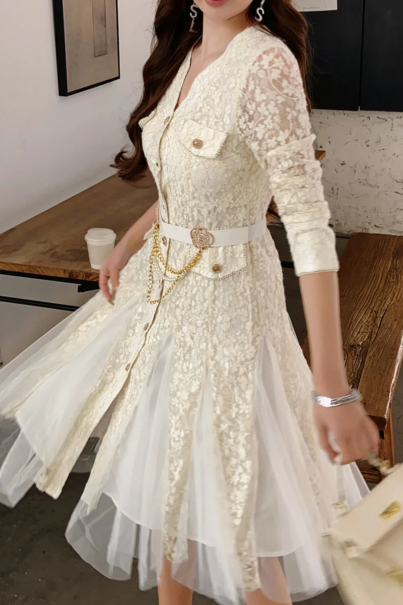 DABUWAWA Tienda Vestidos Elegantes Para Women Mesh строчки кружева платья для женщин приталенный и