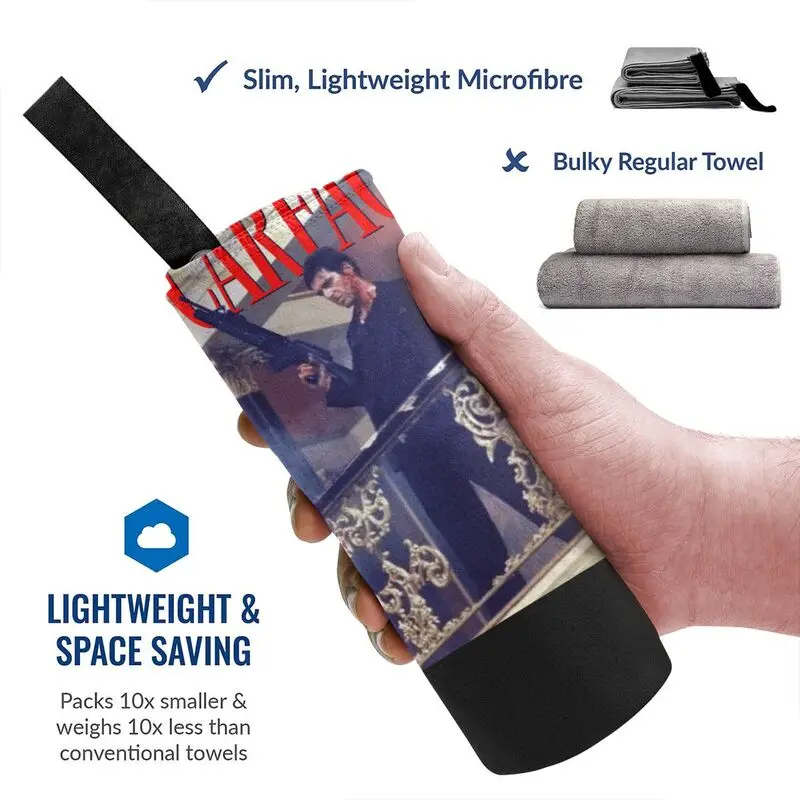 Короткое быстросохнущее полотенце Scarface Tony Монтана для балконных перил большой