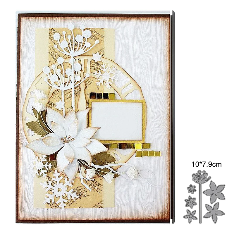 

Металлические штампы, рождественские штампы в виде диких цветов, Листьев, «сделай сам», штампы для скрапбукинга, штампы для рукоделия, штамп...