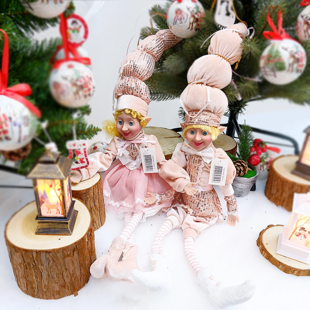 

Плюшевые куклы Elf Couple, игрушки, подвеска на рождественскую елку, висячие украшения, новогодние и рождественские подарки для детей