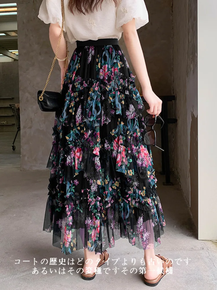 Длинная юбка для женщин с плиссированным узором