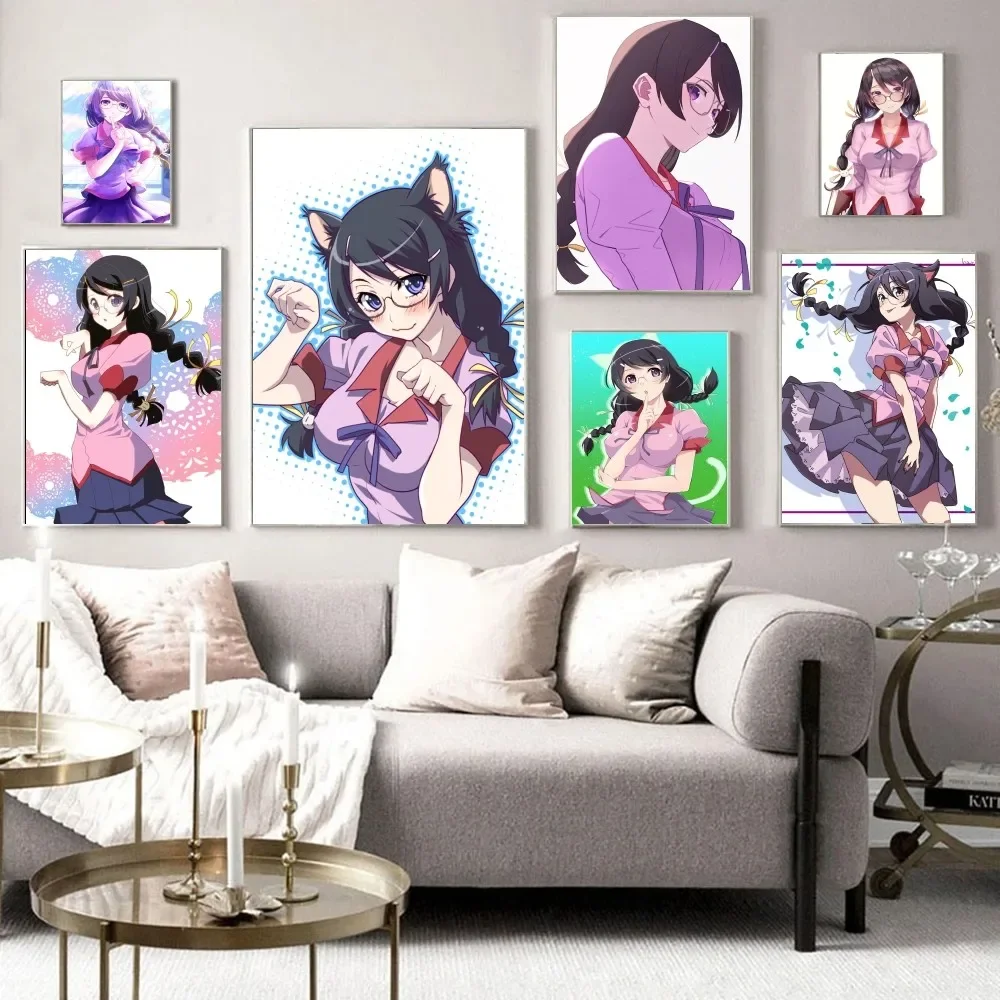 Аниме Bakemonogatari Hanekawa Tsubasa HD Настенный Постер Современный Стиль Произведения