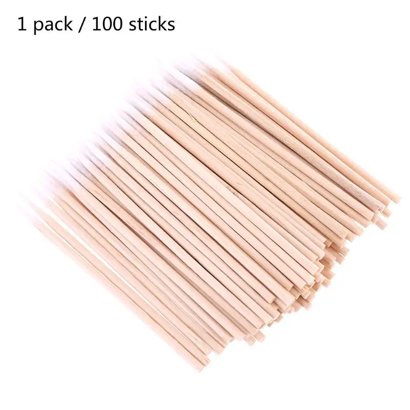 

100pcs/pack Disposable Ultra Small Swab Cotton Buds Lint Free Wooden Handle Brushes Eyelash Extension Glue Tool Drop Shipping