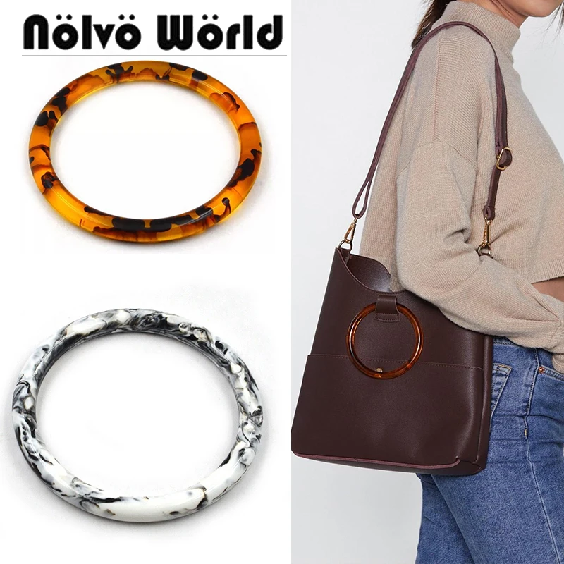 

2-10-20 pieces 12cm 7 Colors Fashion Round Stripe Resin Handle For Big Leather Woman Bag Decoration 2022 New Hot Selling