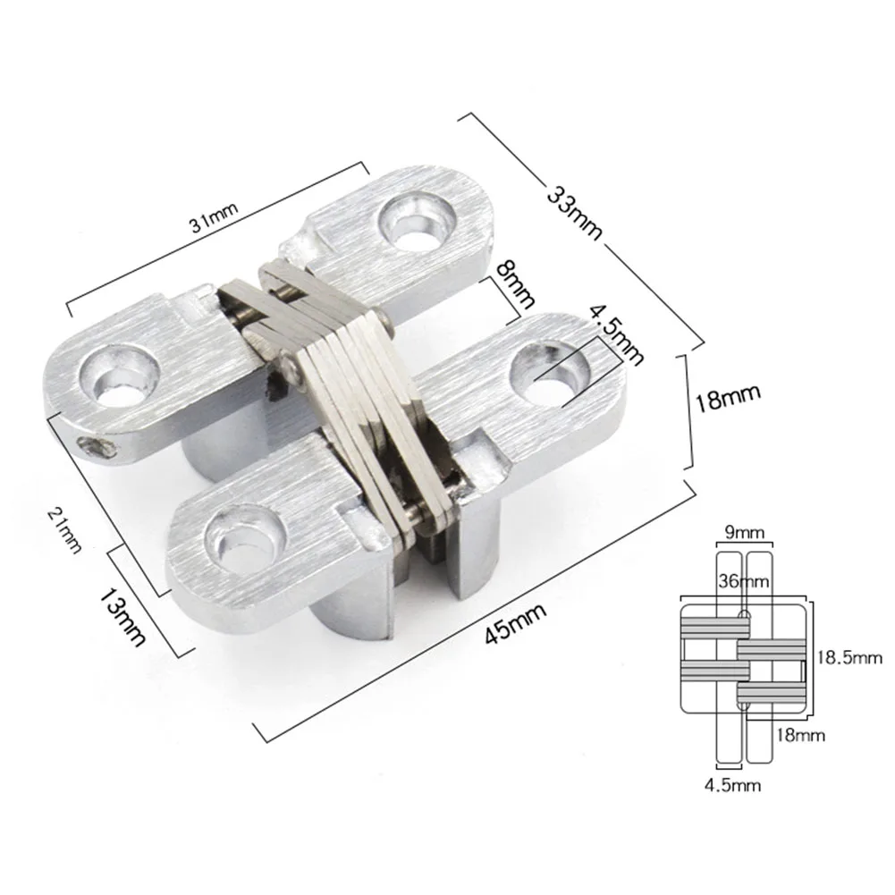 

1pc Invisible Hinge Loops Concealed Cross Door Hinge Bearing Wooden Box Folding Window Furniture Supported Loops Door Hardware