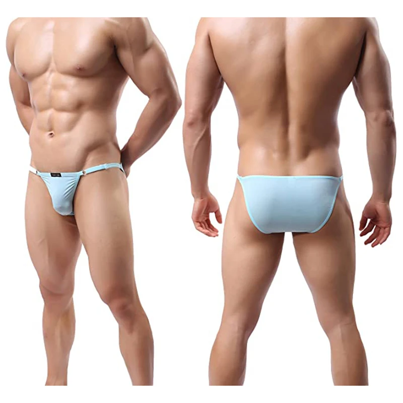Tyhengta Men's Adjustable Silk Underwear String Bikini Briefs Low Rise Men's Sexy Slim Fitted Underwear