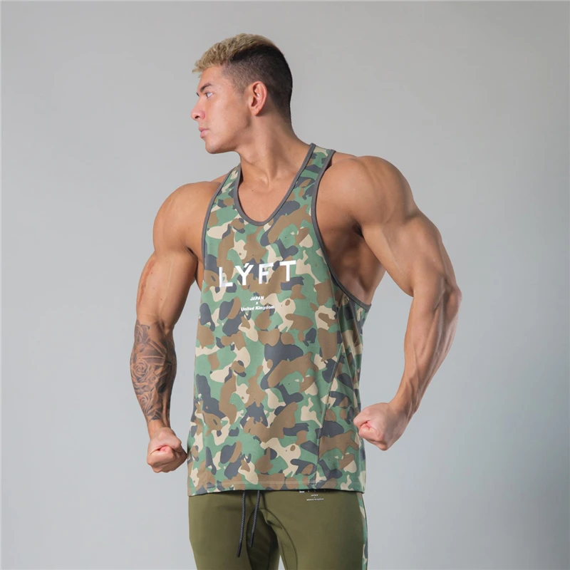 

JP&UK 2021 Summer Mesh Camouflage Fitness Outdoor Workout Tank Tops Men Sleeveless Singlet Vest Gyms Bodybuilding Running Tops