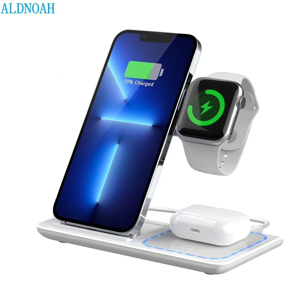 

3 In 1 Wireless Charger For iPhone 14 13 12 Pro Max Mini 11 XS XR X 8 15W Fast Charging Stand For AirPods Pro Apple Watch 8 7 SE