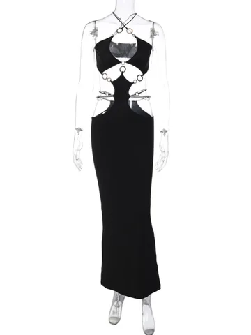 Женское длинное платье без бретелек, с металлическим кольцом