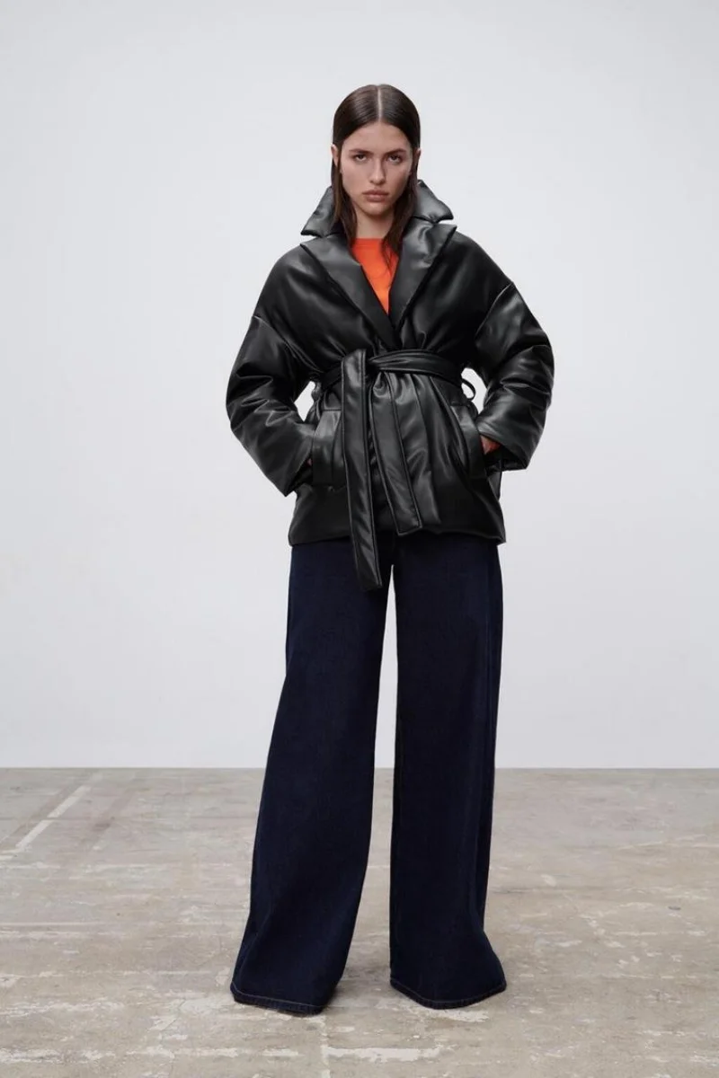 Autumn Women's Parkas New Trend Long Sleeved Mid-length Leather Suit Cotton Womens Coat