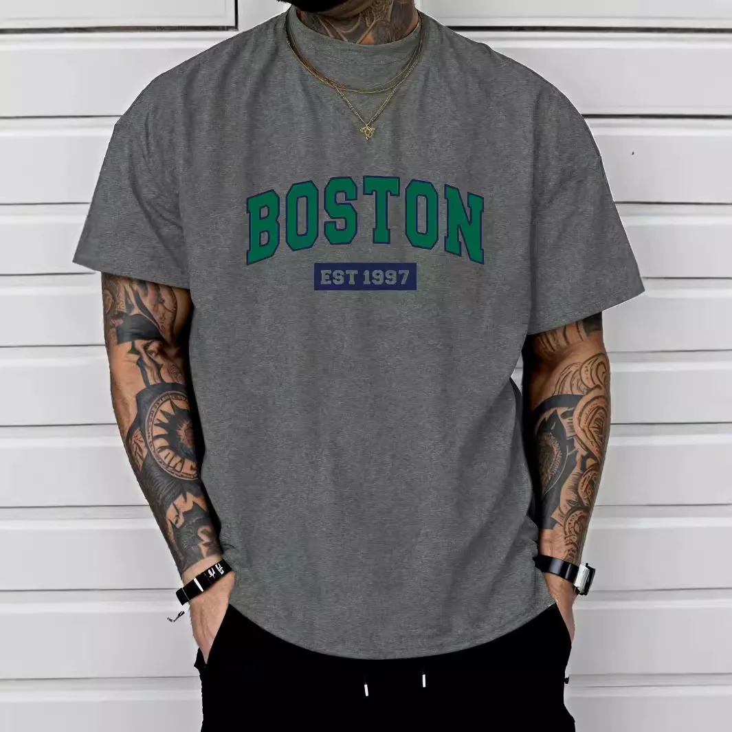 Мужская хлопковая футболка с коротким рукавом свободного покроя