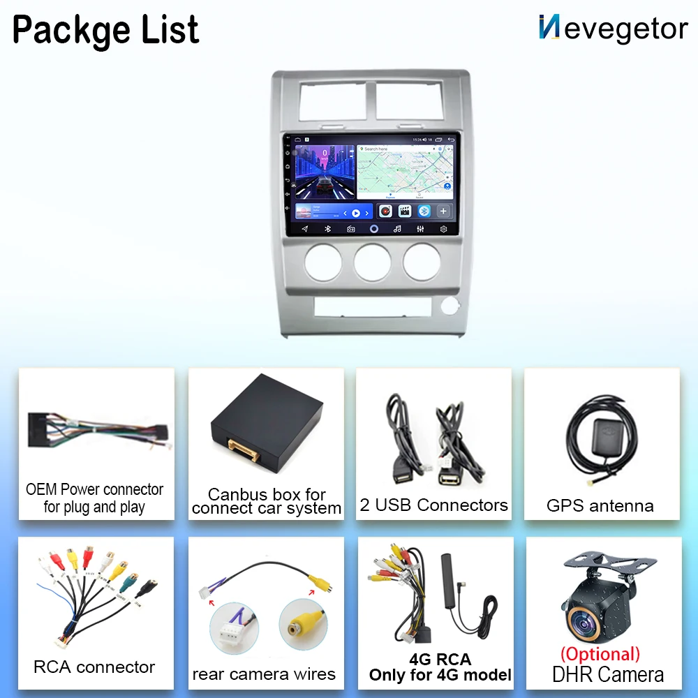 Автомагнитола на Android 14 для Jeep Cherokee Liberty KK 2007-2012 автомобильный мультимедийный